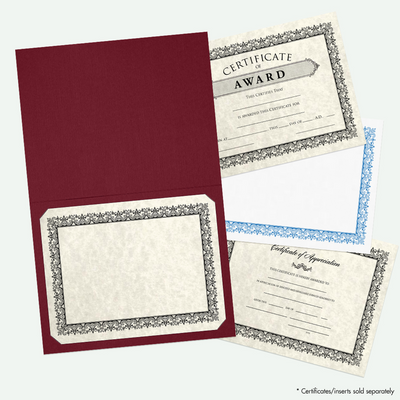 Burgundy Linen 9 1/2 x 12 Certificate Holders