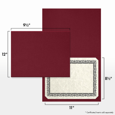 Burgundy Linen 9 1/2 x 12 Certificate Holders