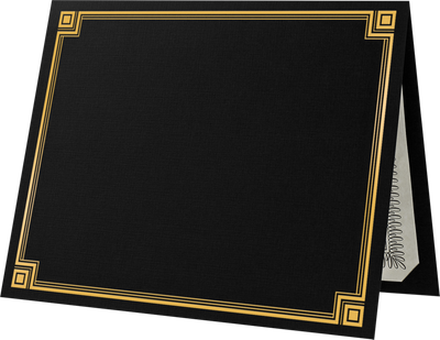 Black Linen with Gold Foil Border 9 1/2 x 12 Certificate Holders