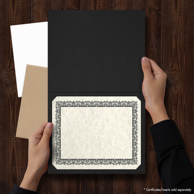 Deep Black Linen 9 1/2 x 12 Certificate Holders