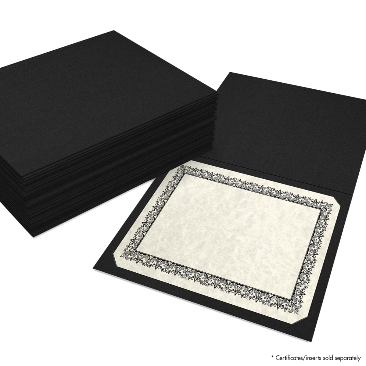 Deep Black Linen 9 1/2 x 12 Certificate Holders