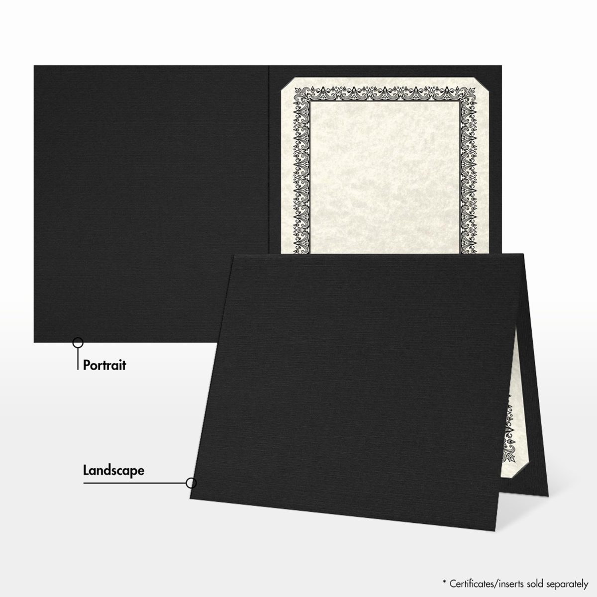Deep Black Linen 9 1/2 x 12 Certificate Holders