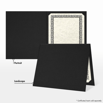 Deep Black Linen 9 1/2 x 12 Certificate Holders
