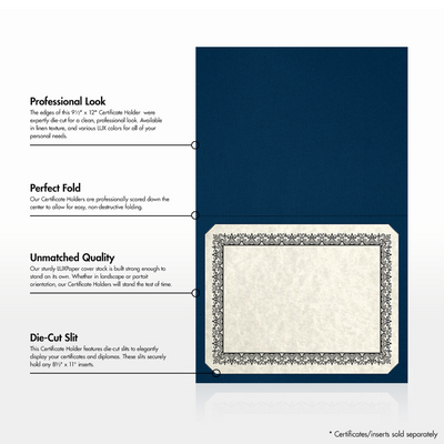 Dark Blue Linen 9 1/2 x 12 Certificate Holders