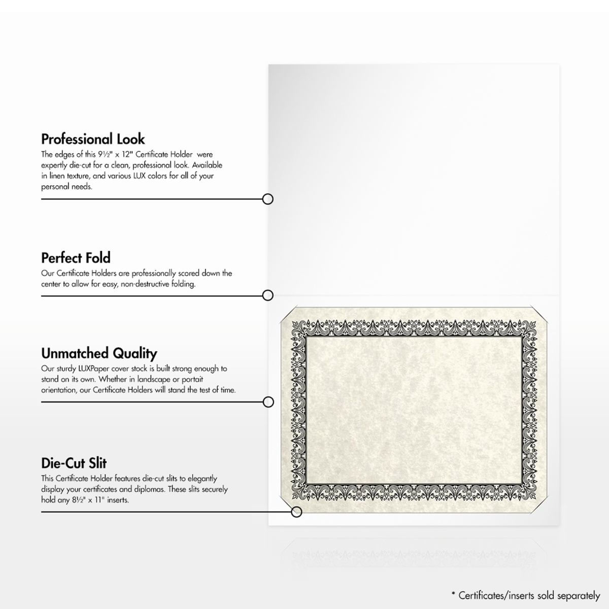 White Semi-Gloss 9 1/2 x 12 Certificate Holders