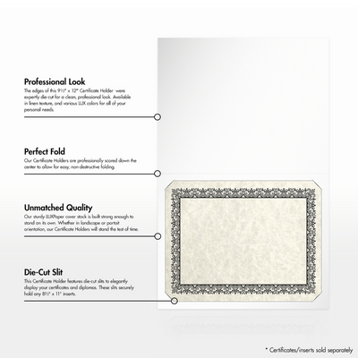White Semi-Gloss 9 1/2 x 12 Certificate Holders
