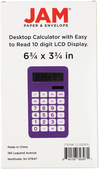Purple Desktop 10 Digit LCD Display Calculator