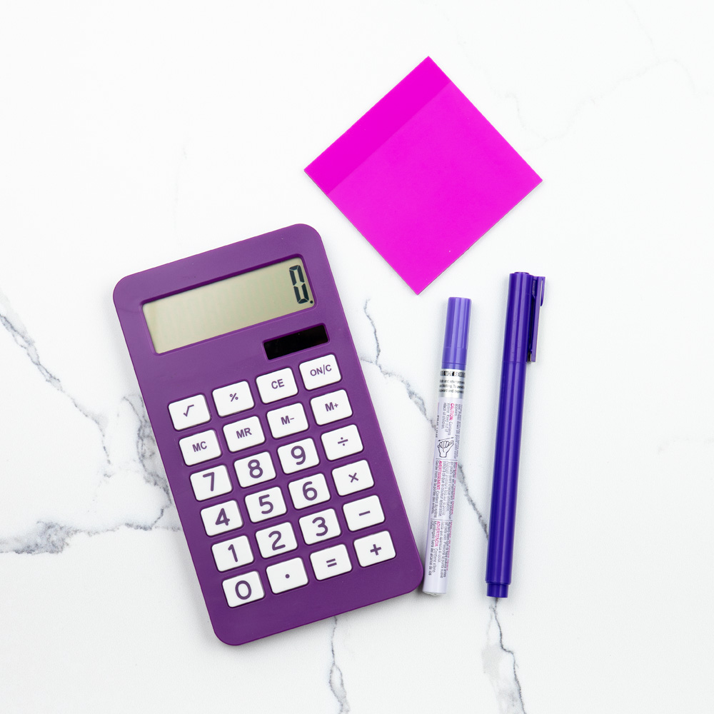 Purple Desktop 10 Digit LCD Display Calculator
