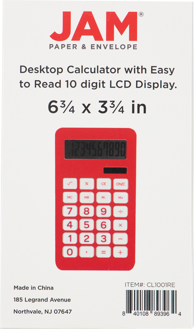 Red Desktop 10 Digit LCD Display Calculator