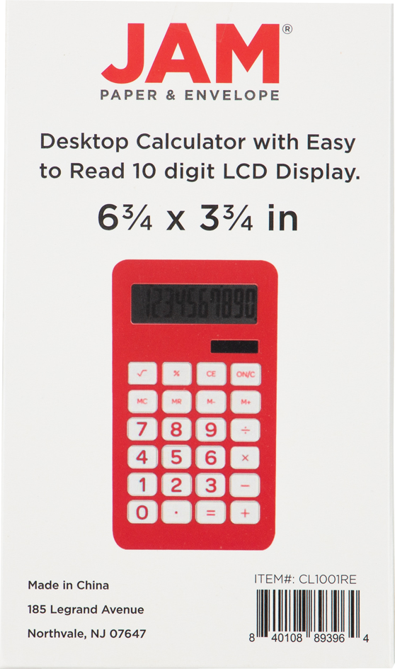 Red Desktop 10 Digit LCD Display Calculator