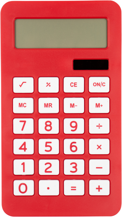 Red Desktop 10 Digit LCD Display Calculator