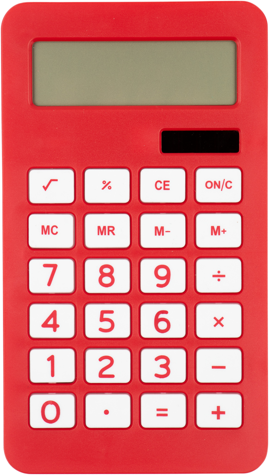 Red Desktop 10 Digit LCD Display Calculator