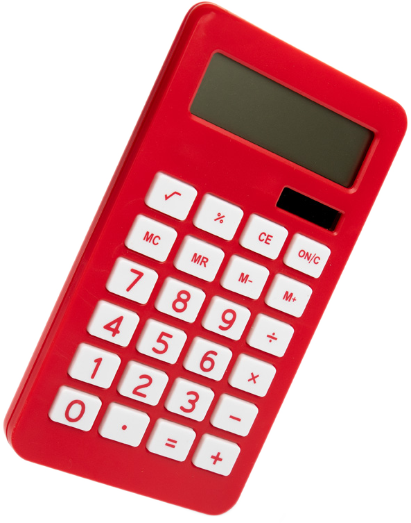 Red Desktop 10 Digit LCD Display Calculator