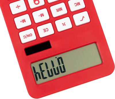 Red Desktop 10 Digit LCD Display Calculator