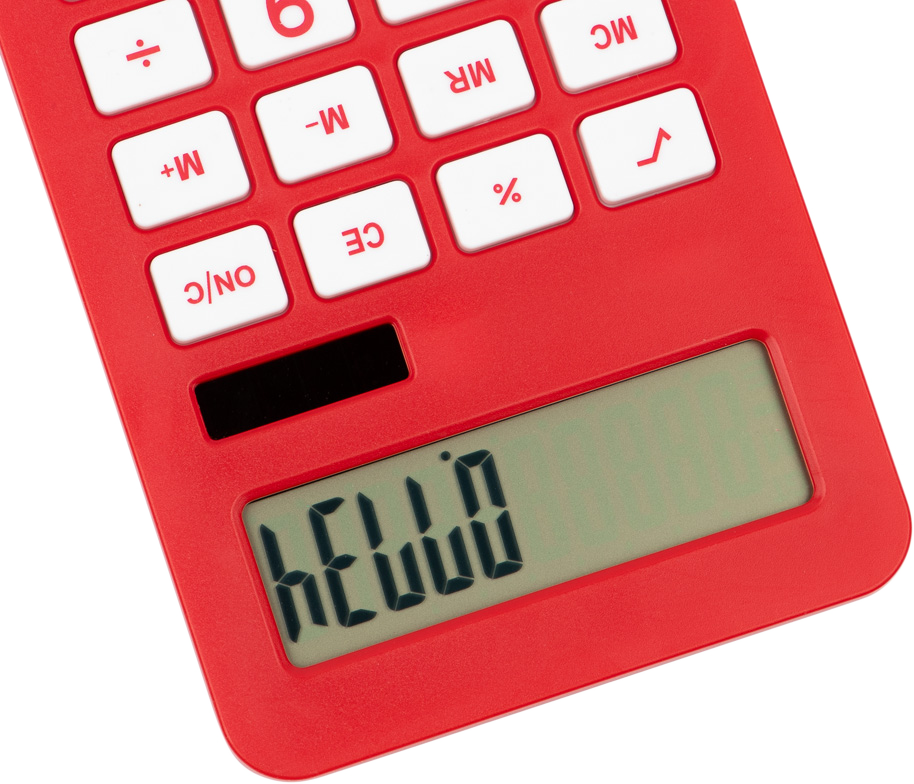 Red Desktop 10 Digit LCD Display Calculator