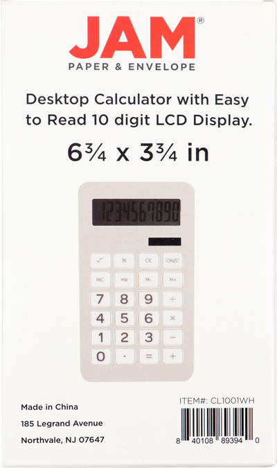 White Desktop 10 Digit LCD Display Calculator