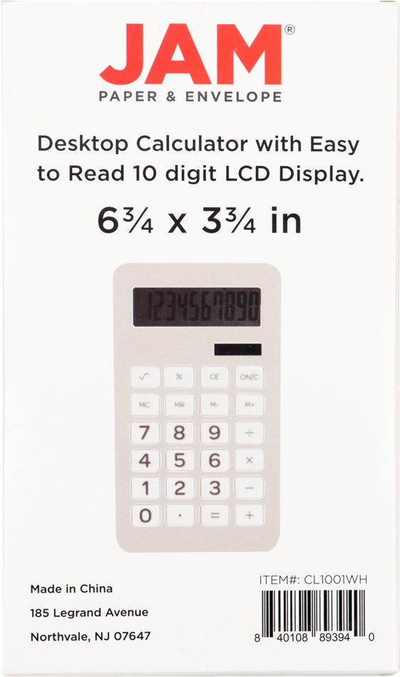 White Desktop 10 Digit LCD Display Calculator