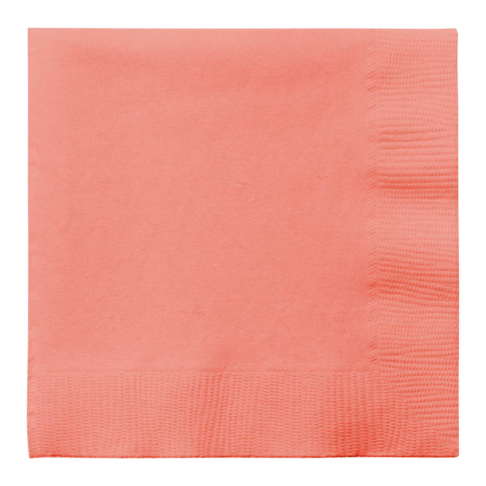Coral Pink Lunch Napkins - 6 1/2 x 6 1/2