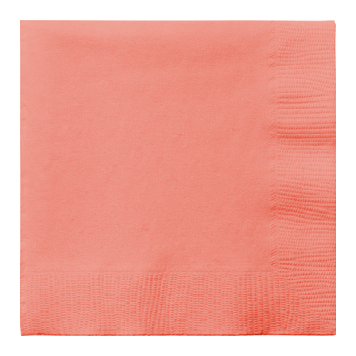 Coral Pink Lunch Napkins - 6 1/2 x 6 1/2