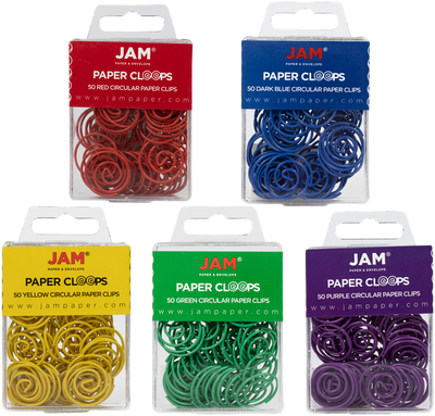 Primary Assorted Circular "Cloops" Paper Clips - 5 Packs of 50