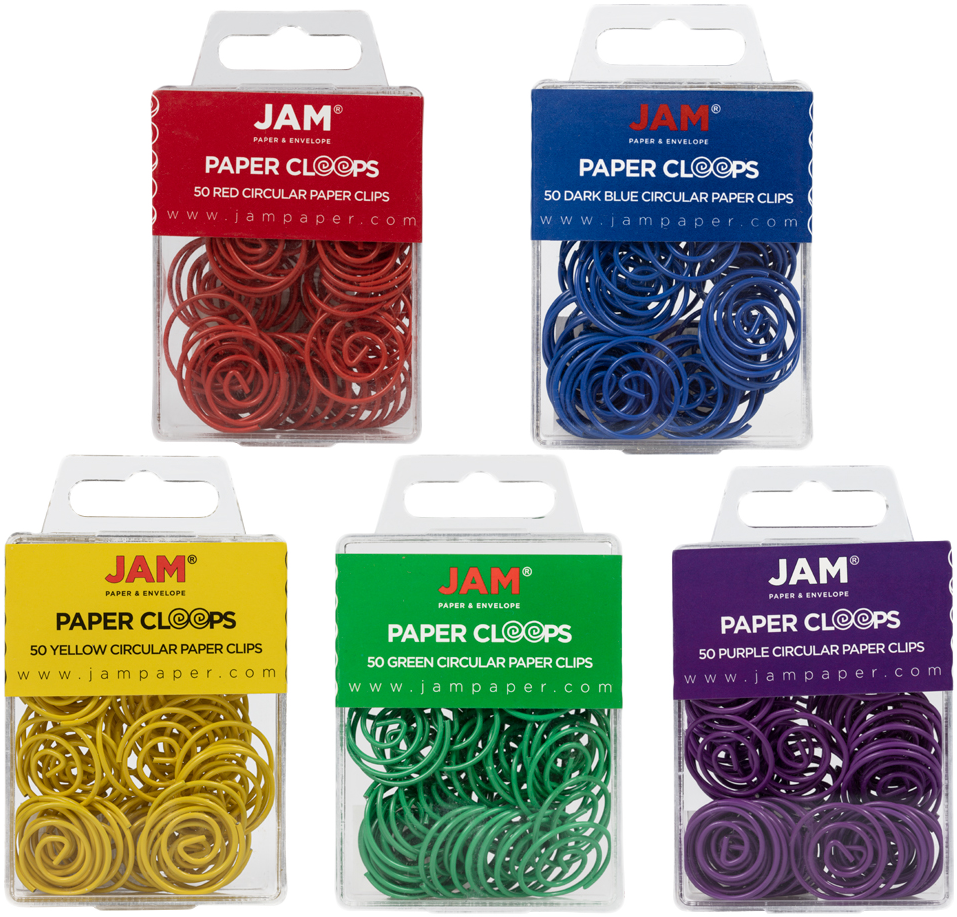 Primary Assorted Circular "Cloops" Paper Clips - 5 Packs of 50