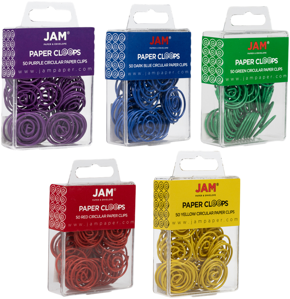 Primary Assorted Circular "Cloops" Paper Clips - 5 Packs of 50