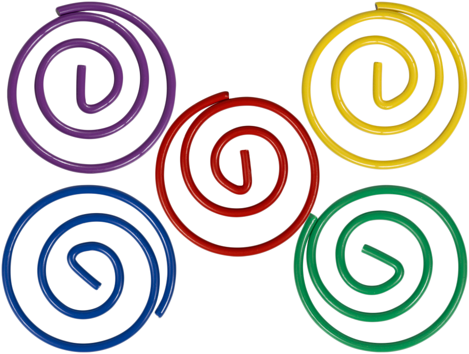 Primary Assorted Circular "Cloops" Paper Clips - 5 Packs of 50