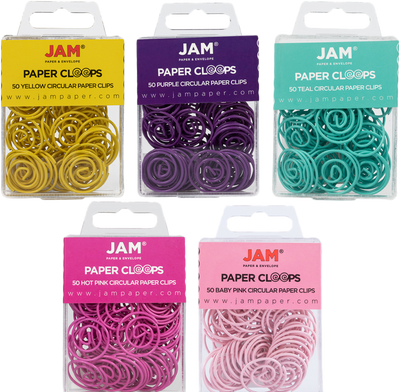 Assorted Circular "Cloops" Paper Clips - 5 Packs of 50