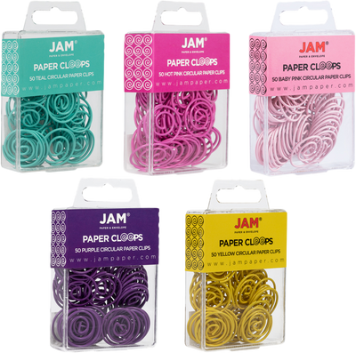 Assorted Circular "Cloops" Paper Clips - 5 Packs of 50