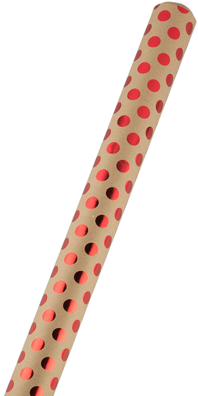 Red Foil Dots Wrapping Paper (25 Sq Ft)