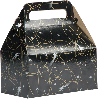 Black Shooting Star Small Gable Gift Boxes (3 1/4 x 6 x 3)