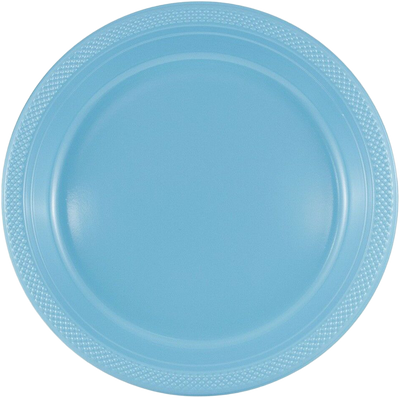 Sea Blue Large Plastic Plates (10 1/4 Inch) - 20 Pack