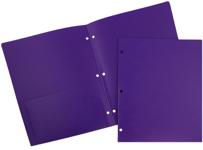 Purple 9 x 12 Plastic 3 Hole Punched Duty Folders