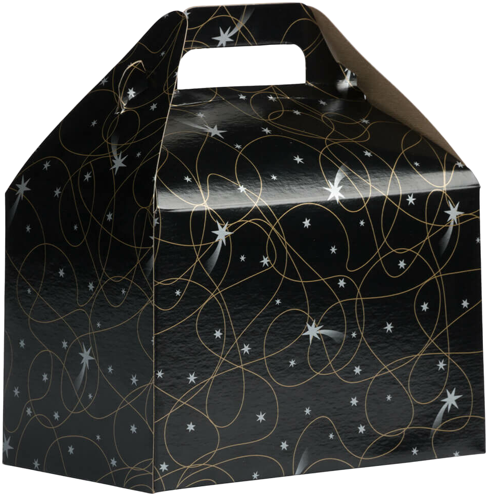 Black Shooting Star Medium Gable Gift Boxes (4 x 8 x 5 1/4)
