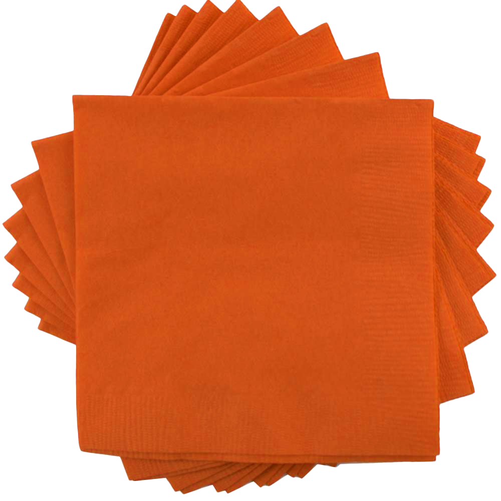 Orange 5 x 5 3-Ply Beverage Napkins