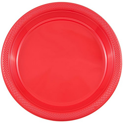 Red and Black Party Tableware Kit (Small and Medium Plastic Plates, Lunch and Beverage Napkins, Plastic Cups, and Plastic Tablecovers) - 160 Pack