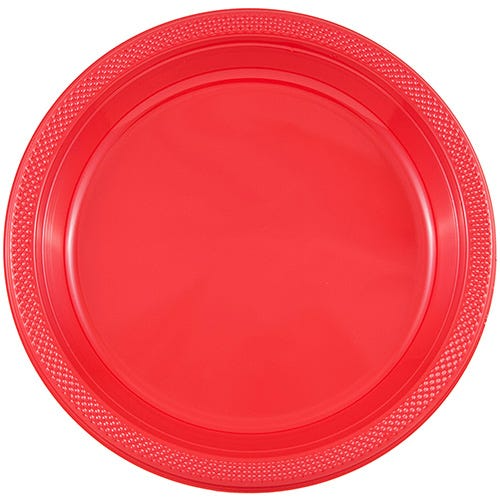 Red and White Party Tableware Kit (Small and Medium Plastic Plates, Lunch and Beverage Napkins, Plastic Cups, and Plastic Tablecovers) - 160 Pack