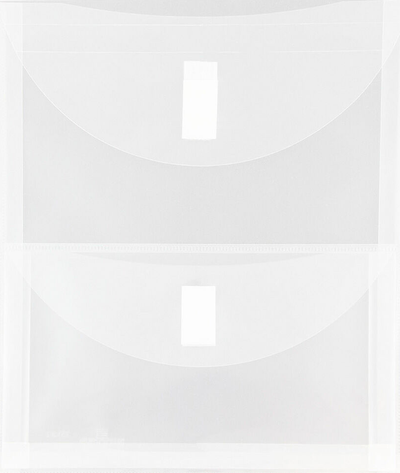 Clear Letter Open End 2 Pocket Plastic Envelopes (9 3/4 x 13) with Hook and Loop Closure