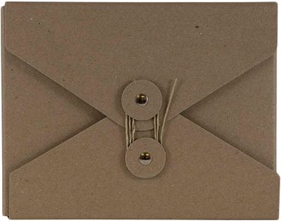 Natural Brown Kraft Small 5 1/4 x 6 3/4 x 1 Button and String Portfolios