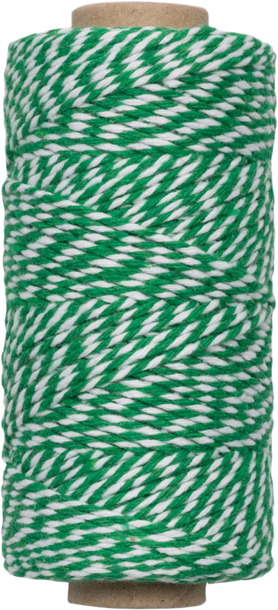 Green and White 100 Yards Bakers Twine Ribbon