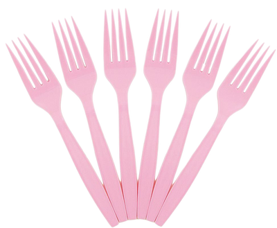 Baby Pink Plastic Forks - 100 Pack