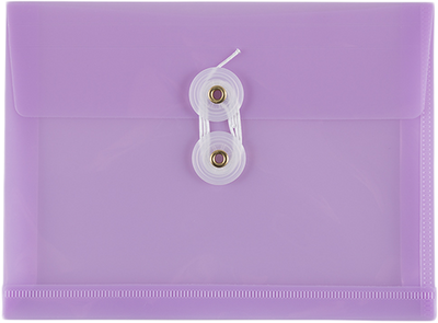 Lilac Purple 5 1/2 x 7 1/2 Index Booklet Plastic Envelopes with Button & String