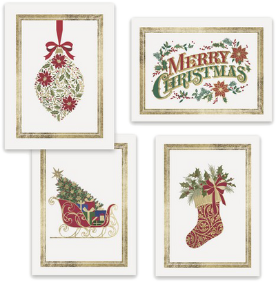 Traditions Holiday Assortment 4 Designs Christmas Cards - 16 Pack