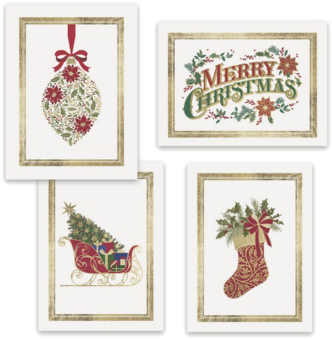 Traditions Holiday Assortment 4 Designs Christmas Cards - 16 Pack