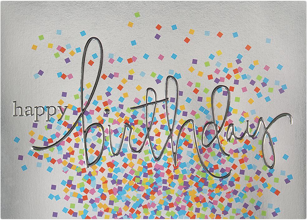 Birthday Wording with Confetti Cards - 25 Pack