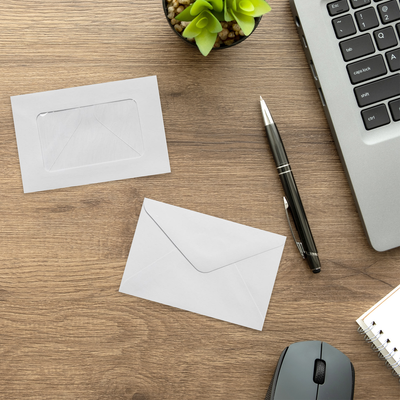 White 28lb #56 Mini Window Envelopes (3 x 4 1/2)