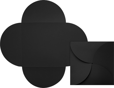 Smooth Midnight Black Petal Invitations (6 1/4 x 6 1/4)