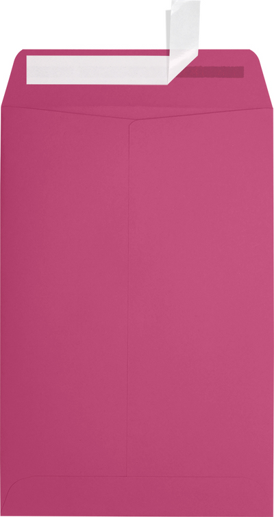 Fuchsia Pink Magenta 32lb 6 x 9 Open End Envelopes with Peel & Seal