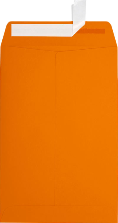 Mandarin Orange 32lb 6 x 9 Open End Envelopes with Peel & Seal