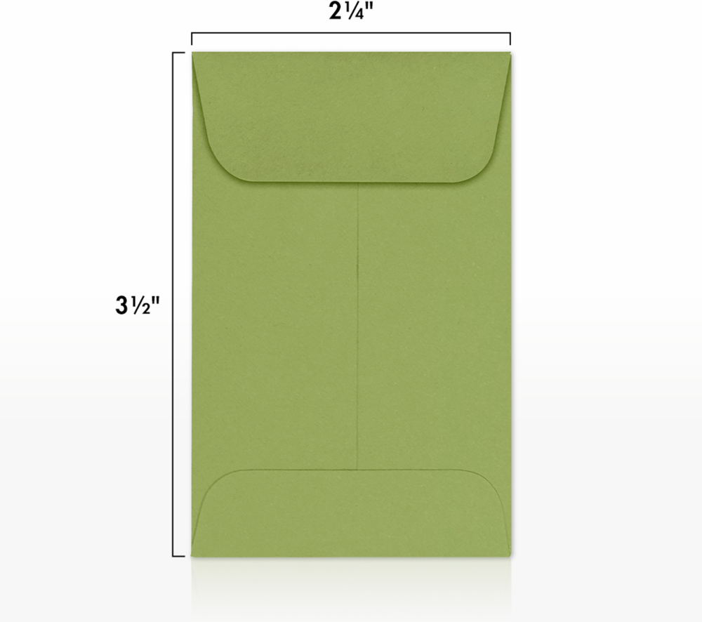 Olive Green 28lb #1 Coin Envelopes (2 1/4 x 3 1/2)